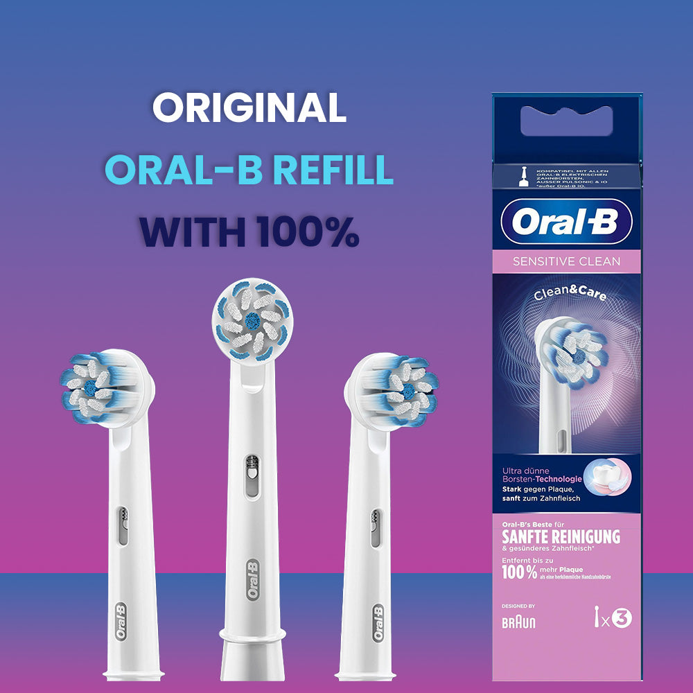 Oral-b Sensitive ( Clean & Care ) White Brush Heads (3)