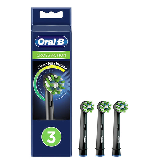 Oral-b Cross Action - Black CleanMaximiser Brush Heads - Pack of 3