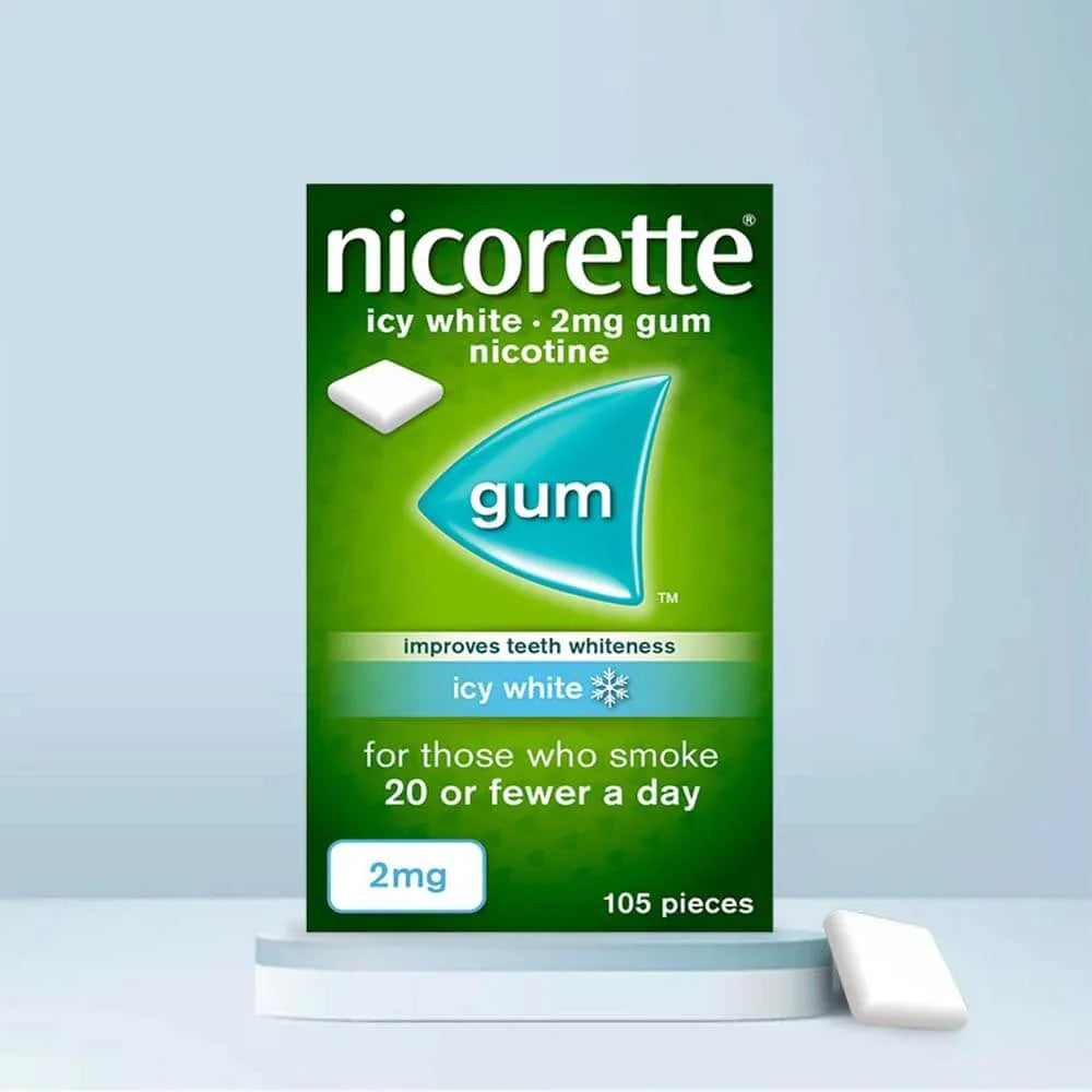 1X Nicorette gum Nicotine ICY WHITE - 2 MG (105 pieces)