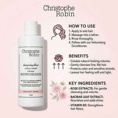 Christophe Robin Delicate Volumizing Shampoo With Rose Extracts