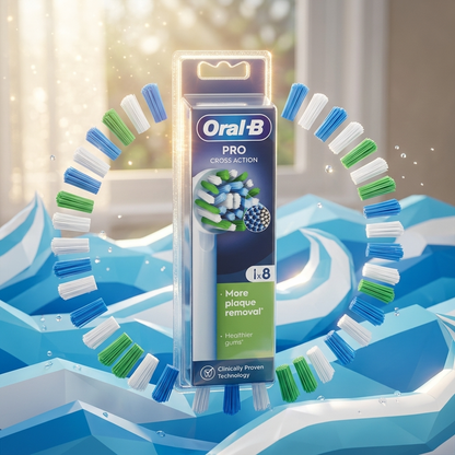 Oral-b Pro Cross Action - White Brush Heads (8)