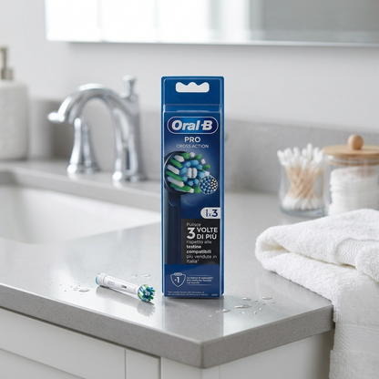Oral-b Pro Cross Action Black Brush Heads (3)