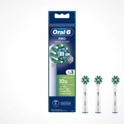 Oral-b Pro Cross Action White Brush Heads (3)