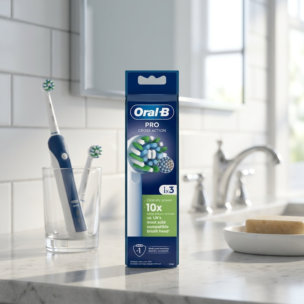 Oral-b Pro Cross Action White Brush Heads (3)
