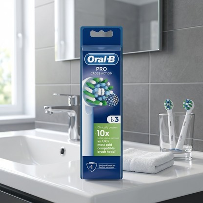 Oral-b Pro Cross Action White Brush Heads (3)