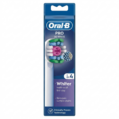 Oral-b Pro 3d White Cleanmaximiser White Brush Heads (4)