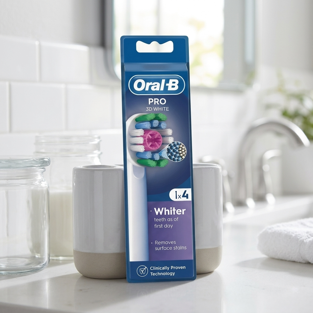 Oral-b Pro 3d White Cleanmaximiser White Brush Heads (4)