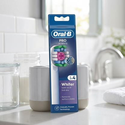 Oral-b Pro 3d White Cleanmaximiser White Brush Heads (4)