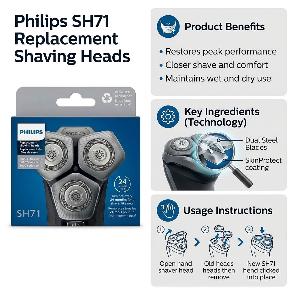 Philips SH71 replacement shaving heads