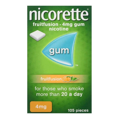 1X Nicorette Gum FRUITFUSION Suger Free - 4 MG (105 pieces)