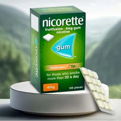 1X Nicorette Gum FRUITFUSION Suger Free - 4 MG (105 pieces)